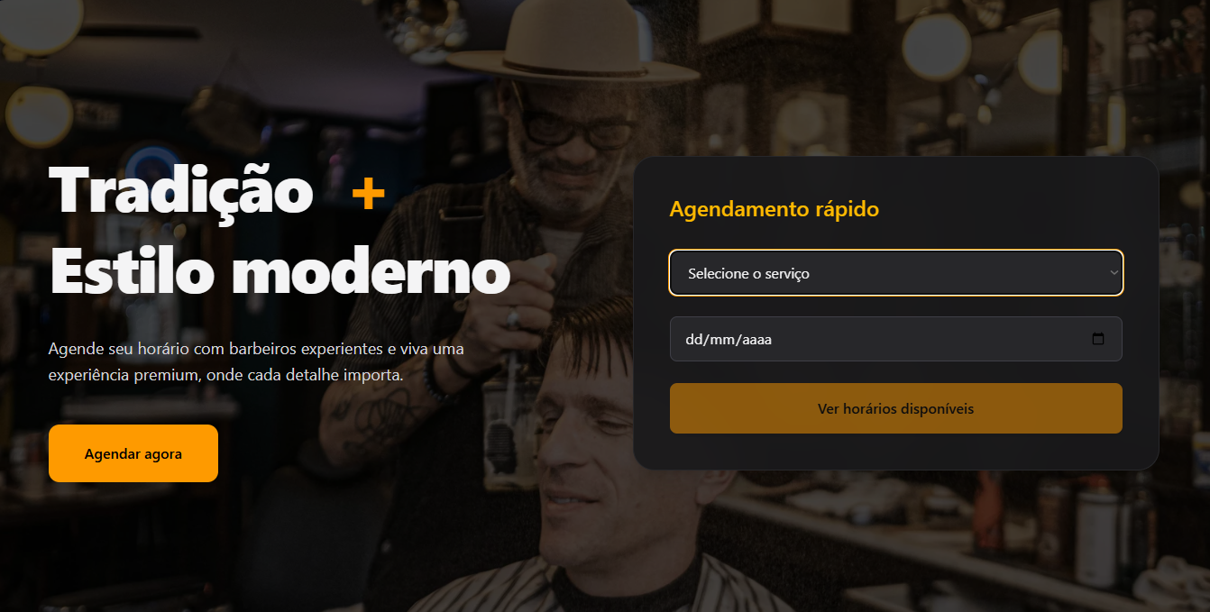 Dashboard do sistema para barbearias